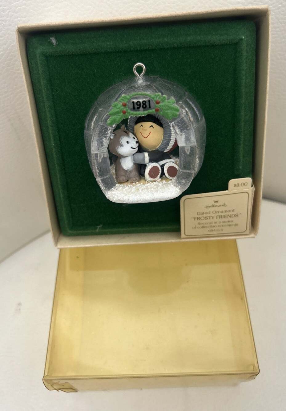 HALLMARK 1981 FROSTY FRIENDS 2ND IN SERIES ESKIMO HUSKY IGLOO ORNAMENT W BOX FS
